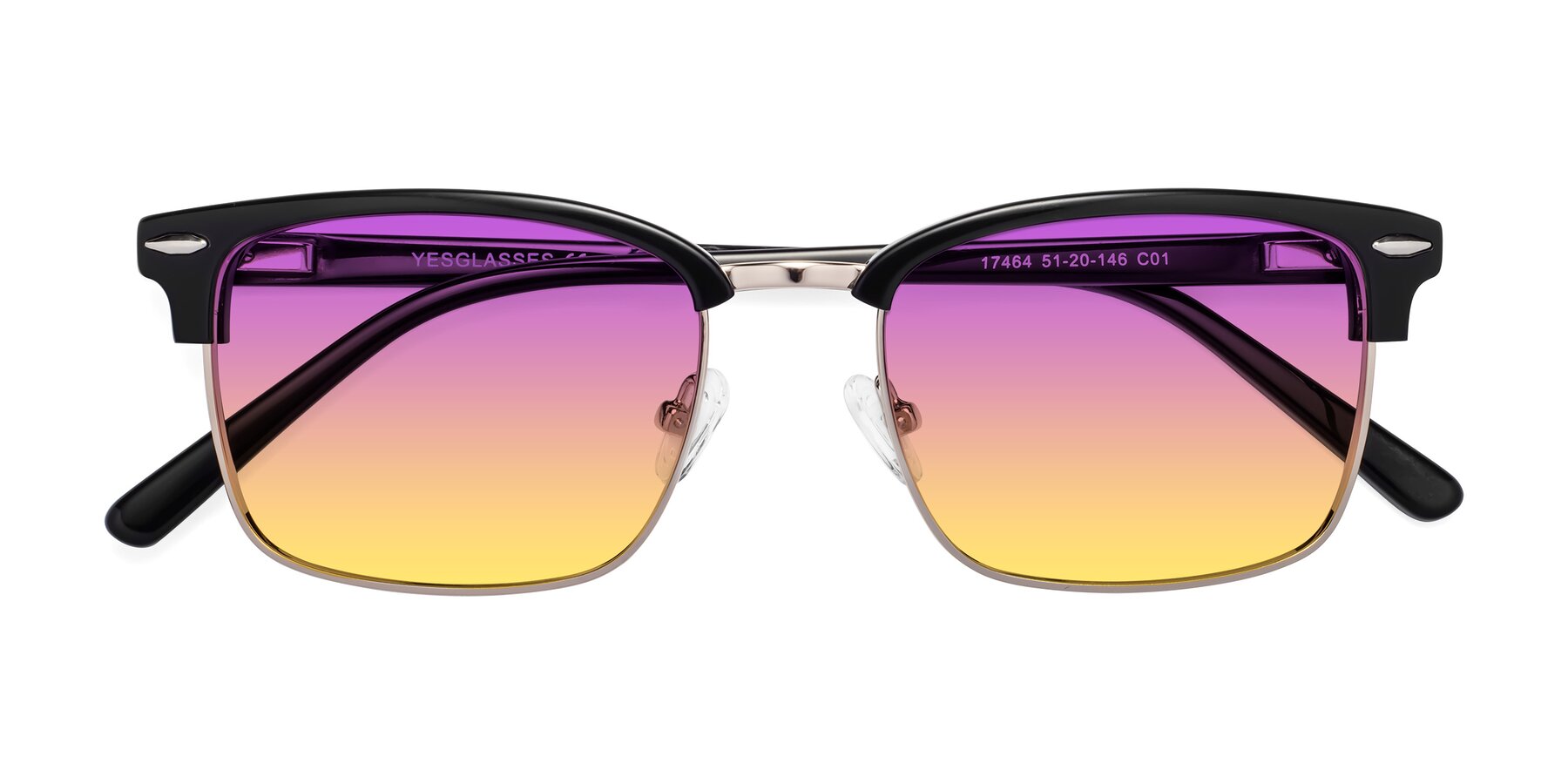 Folded Front of 17464 in Black-Gold with Purple / Yellow Gradient Lenses