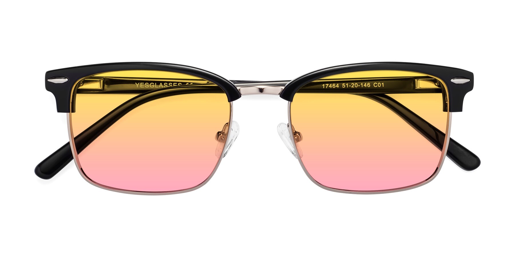 Folded Front of 17464 in Black-Gold with Yellow / Pink Gradient Lenses