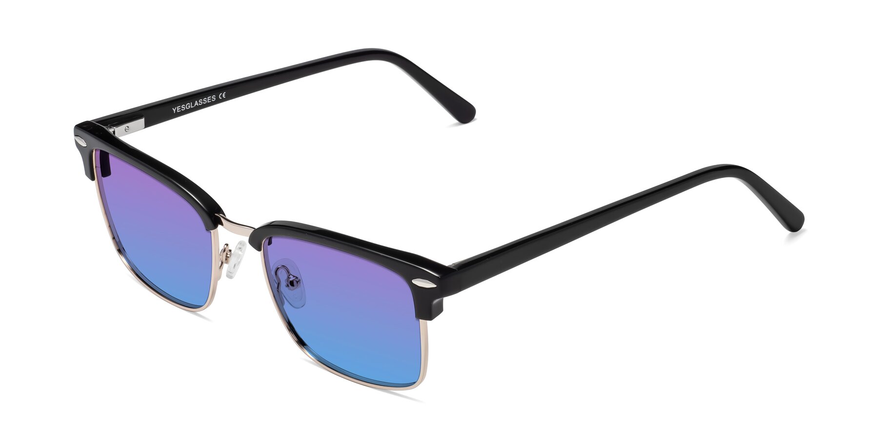 Angle of 17464 in Black-Gold with Purple / Blue Gradient Lenses