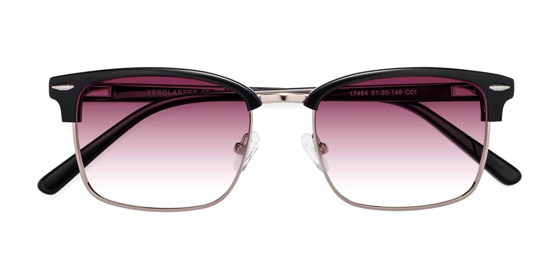 Folded Front of 17464 in Black-Gold with Wine Gradient Lenses