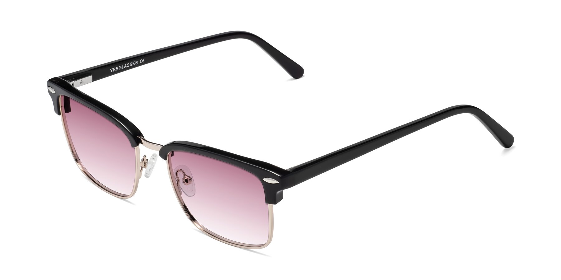 Angle of 17464 in Black-Gold with Wine Gradient Lenses