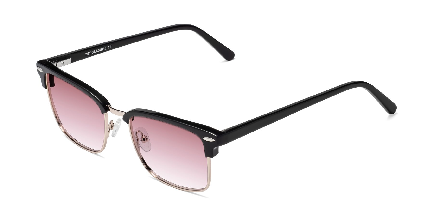 Angle of 17464 in Black-Gold with Garnet Gradient Lenses