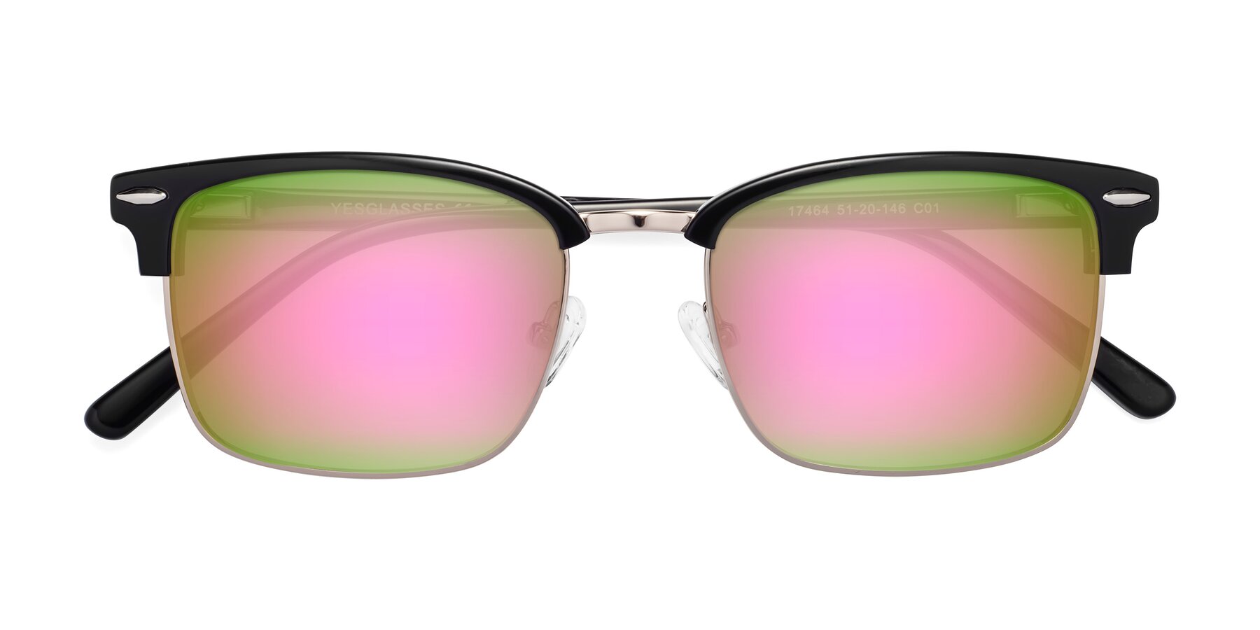Folded Front of 17464 in Black-Gold with Pink Mirrored Lenses