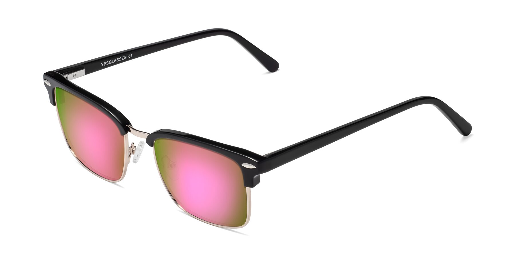 Angle of 17464 in Black-Gold with Pink Mirrored Lenses