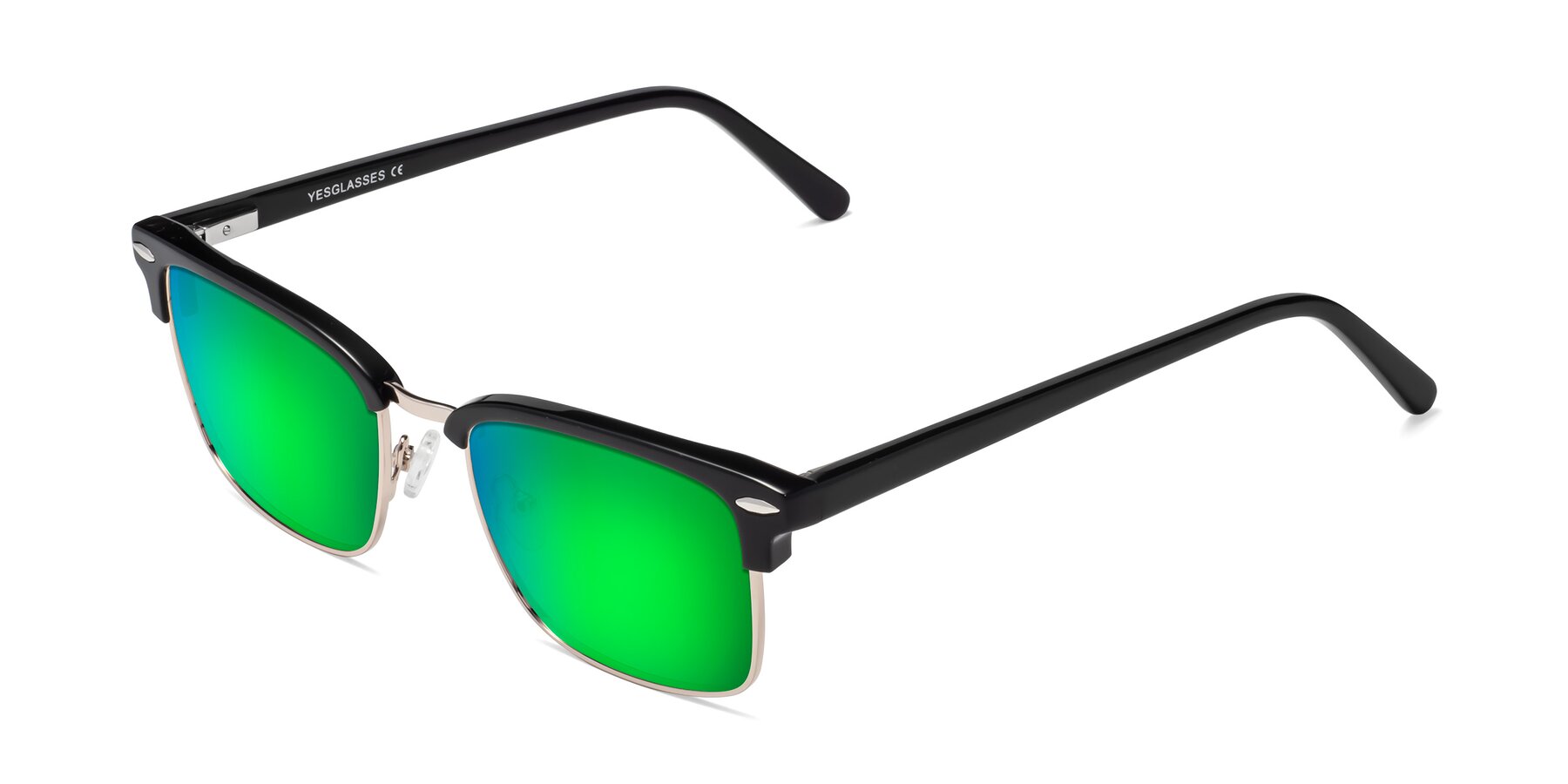 Angle of 17464 in Black-Gold with Green Mirrored Lenses