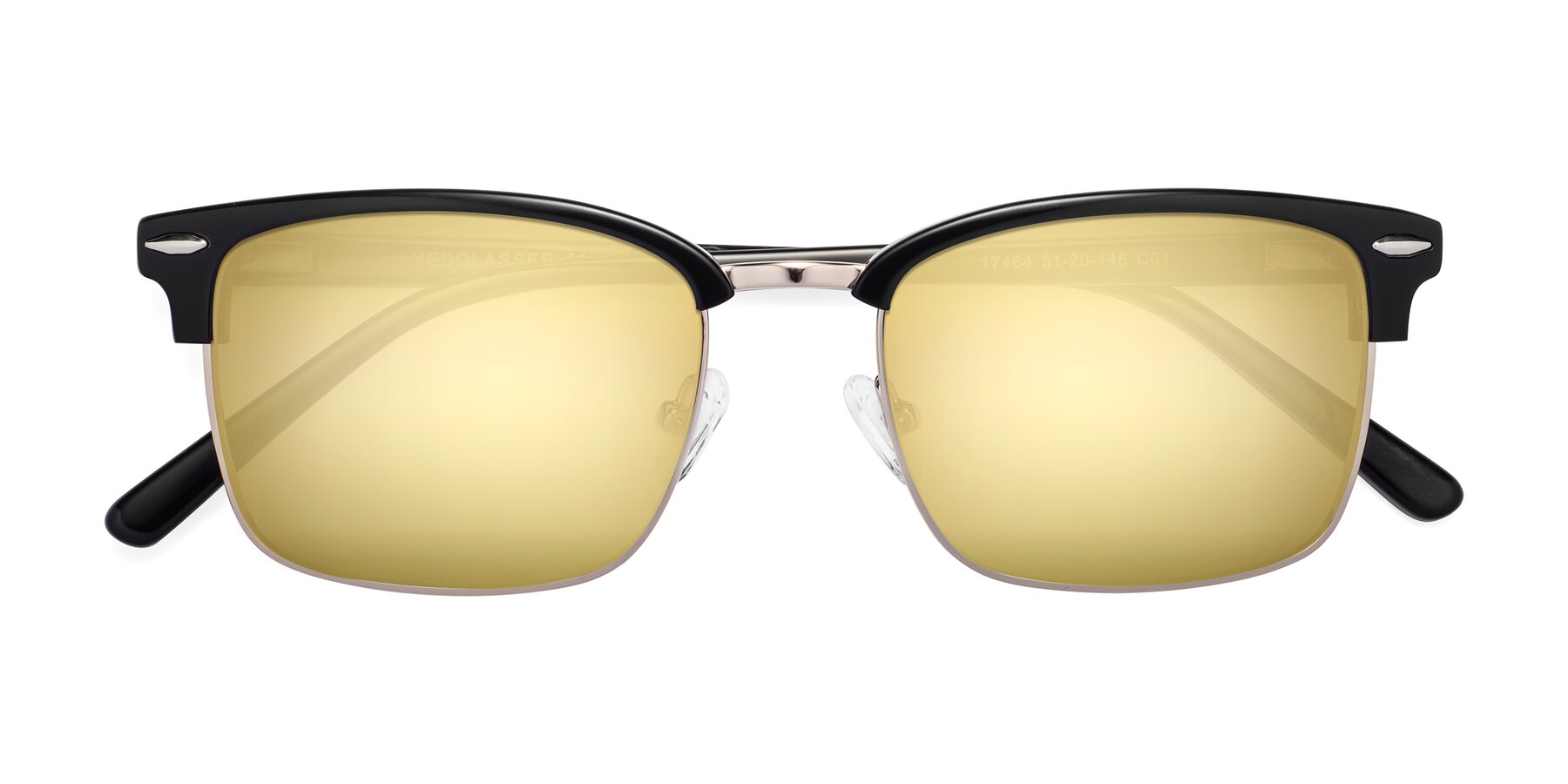 Folded Front of 17464 in Black-Gold with Gold Mirrored Lenses