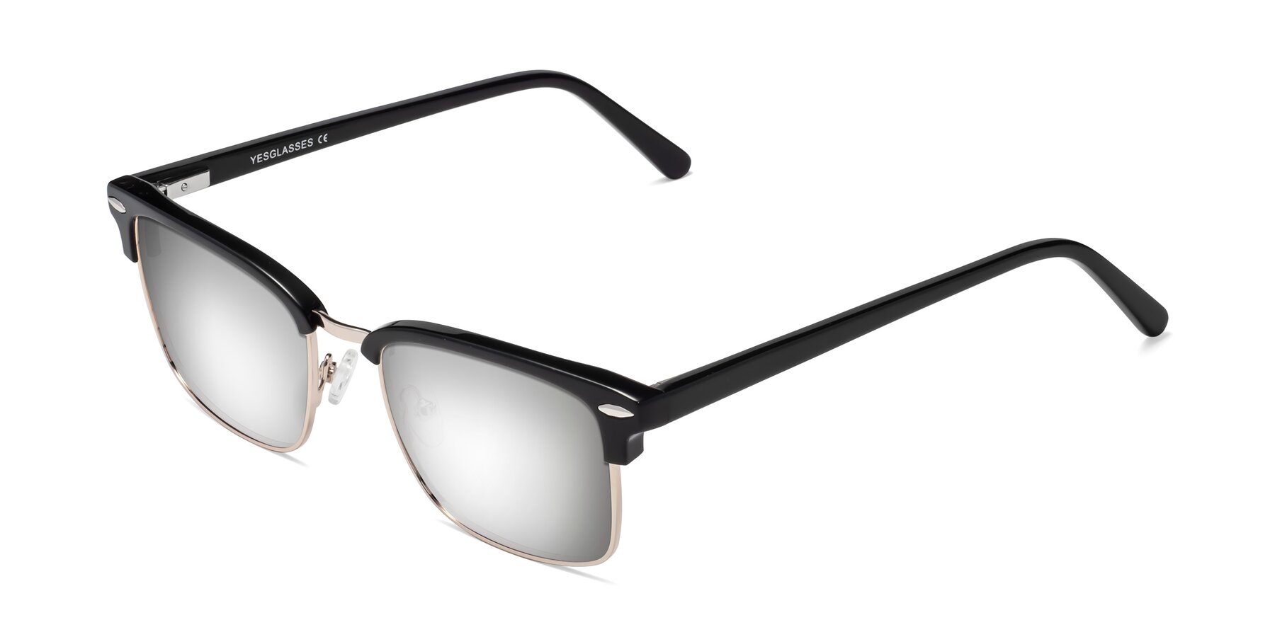 Angle of 17464 in Black-Gold with Silver Mirrored Lenses