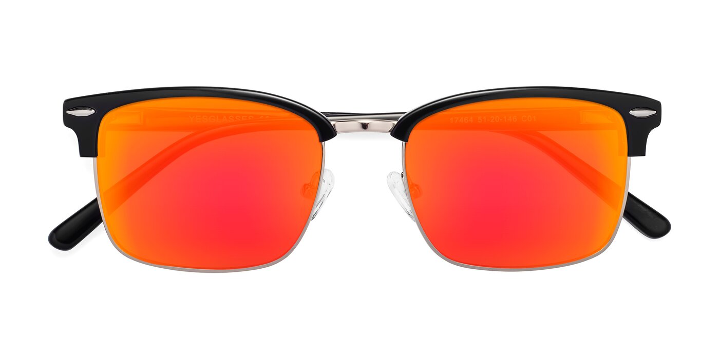 17464 - Black / Gold Flash Mirrored Sunglasses