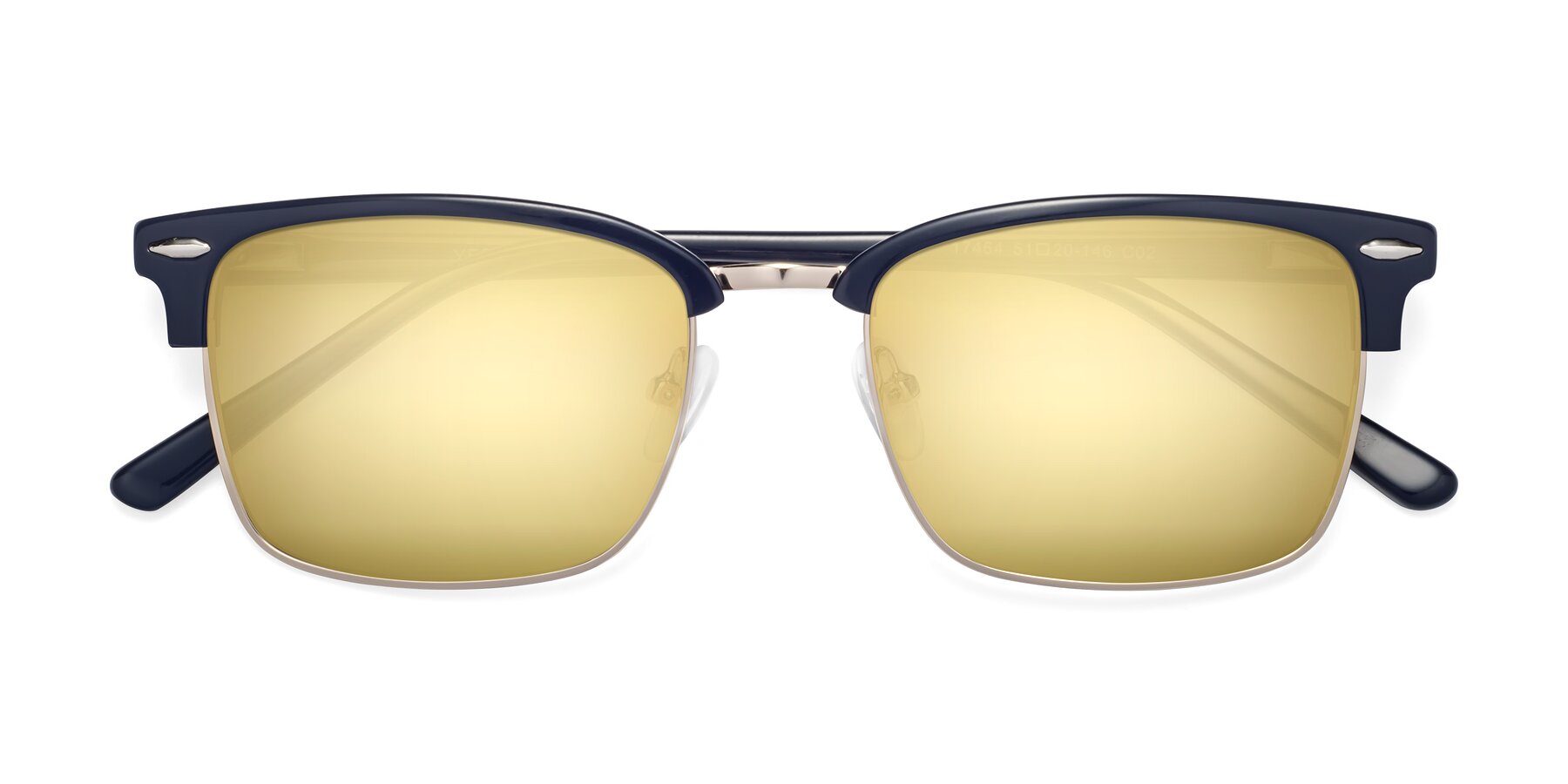 Folded Front of 17464 in Blue-Gold with Gold Mirrored Lenses