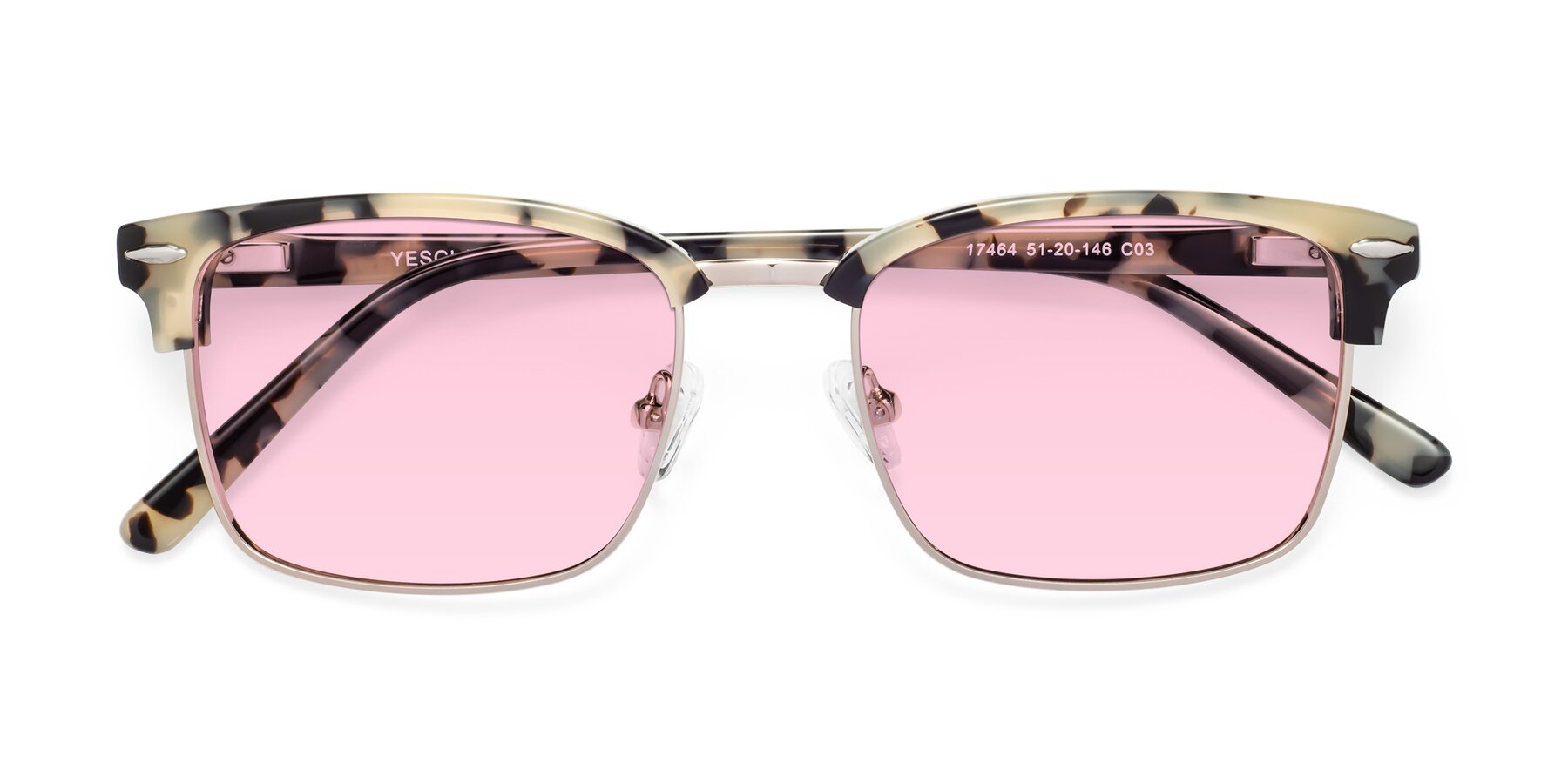 Folded Front of 17464 in Tortoise-Gold with Light Pink Tinted Lenses