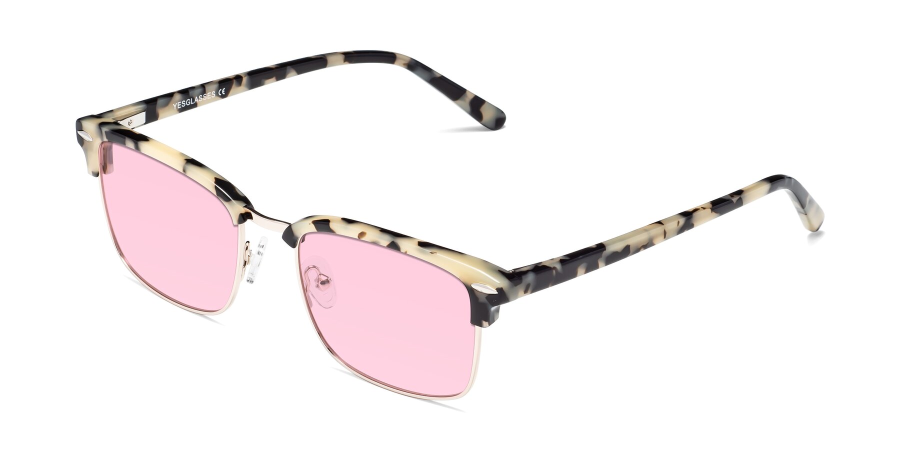 Angle of 17464 in Tortoise-Gold with Light Pink Tinted Lenses