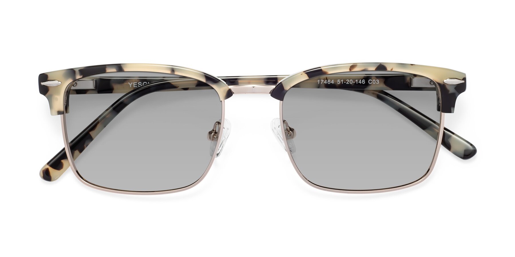 Folded Front of 17464 in Tortoise-Gold with Light Gray Tinted Lenses