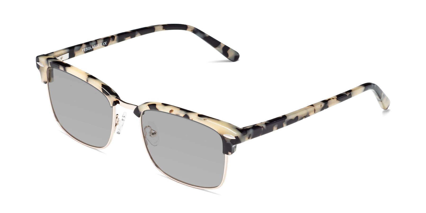 Angle of 17464 in Tortoise-Gold with Light Gray Tinted Lenses