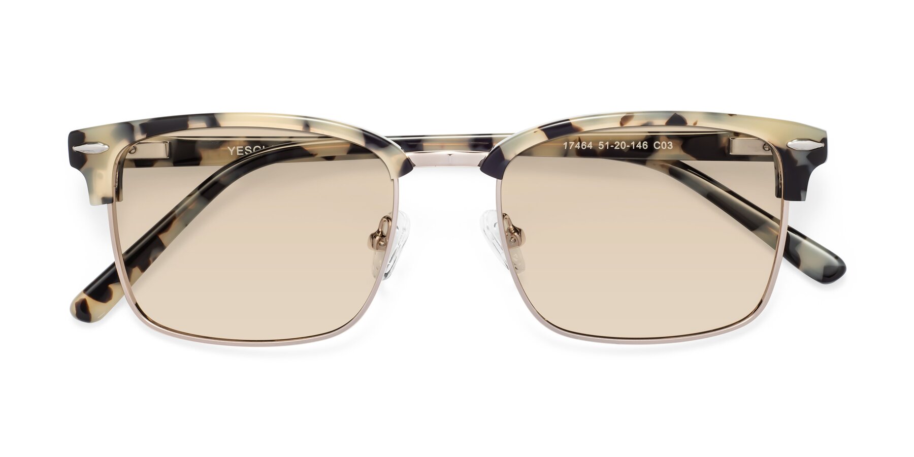 Folded Front of 17464 in Tortoise-Gold with Light Brown Tinted Lenses
