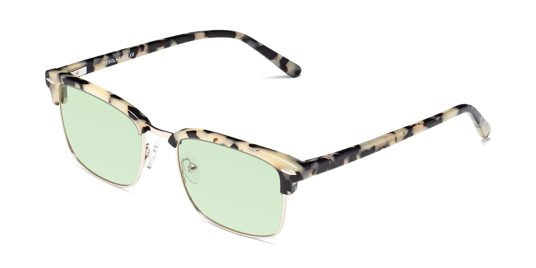 Angle of 17464 in Tortoise-Gold with Light Green Tinted Lenses