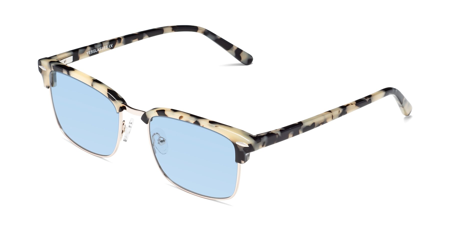 Angle of 17464 in Tortoise-Gold with Light Blue Tinted Lenses