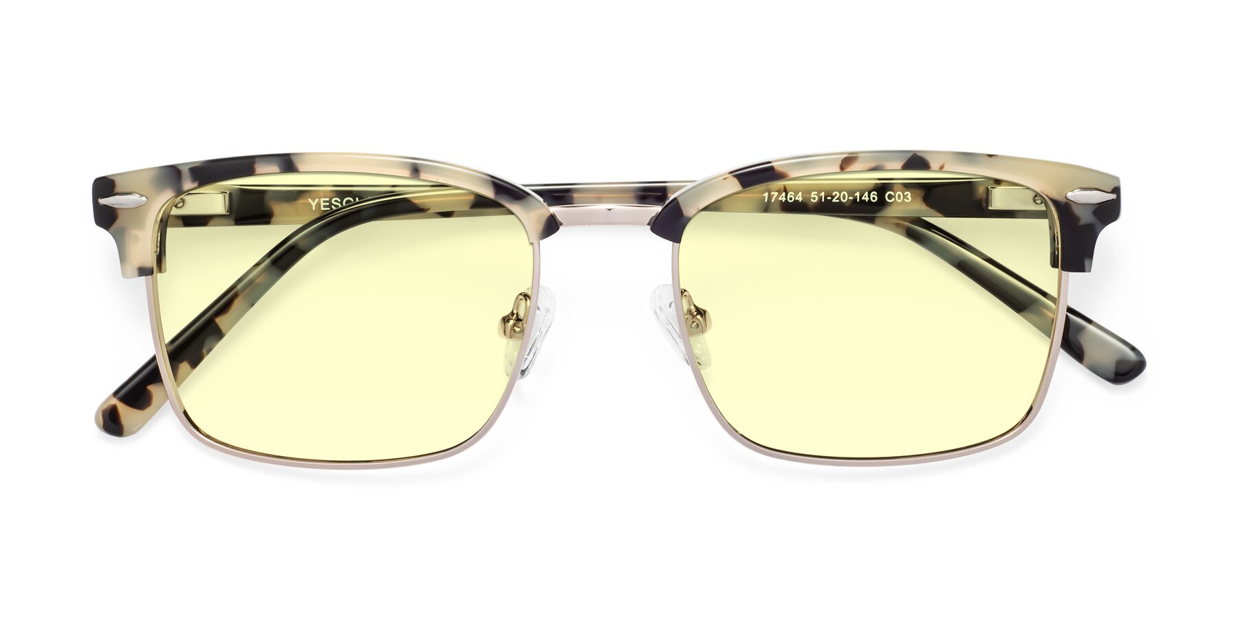 Folded Front of 17464 in Tortoise-Gold with Light Yellow Tinted Lenses