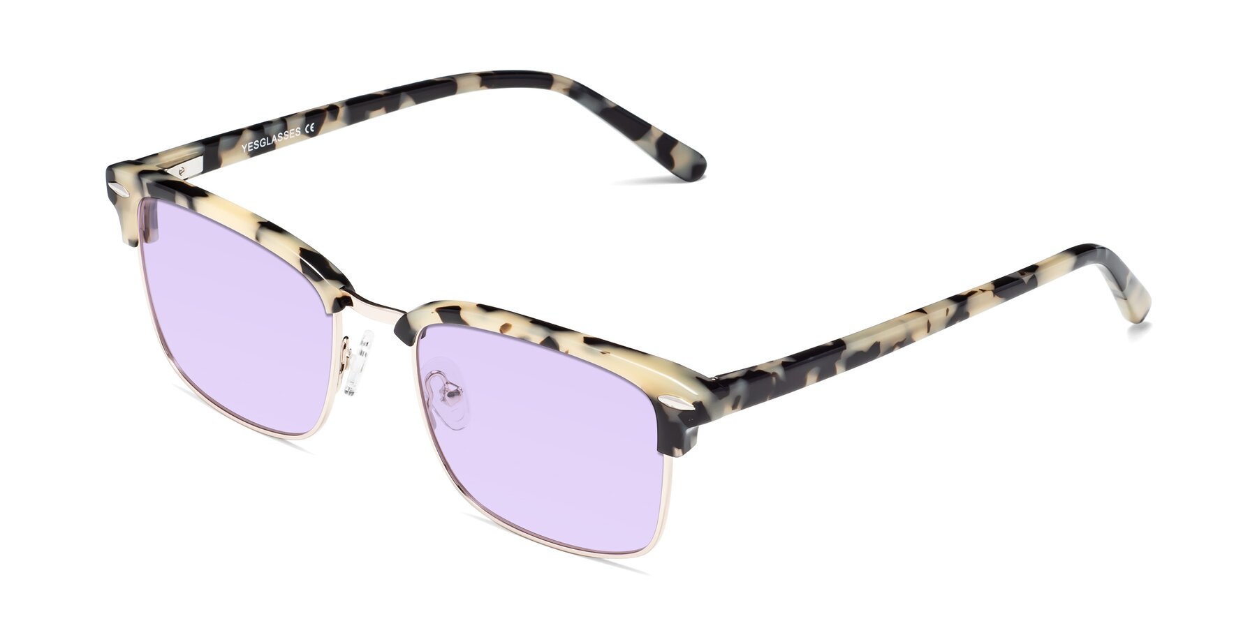 Angle of 17464 in Tortoise-Gold with Light Purple Tinted Lenses