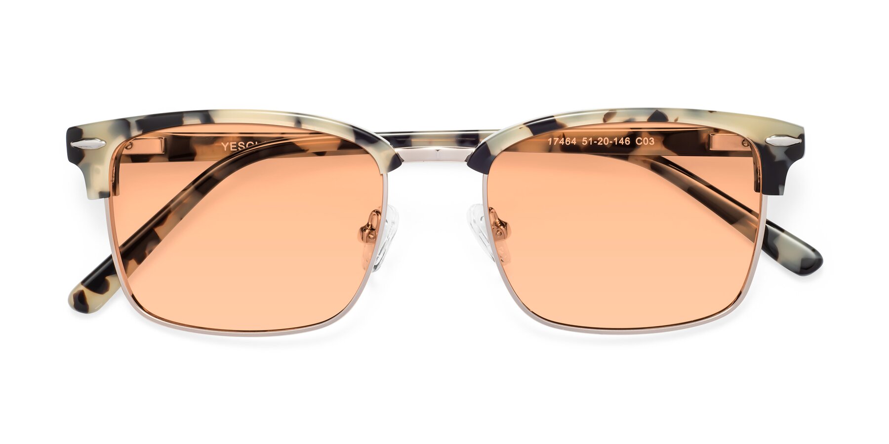 Folded Front of 17464 in Tortoise-Gold with Light Orange Tinted Lenses