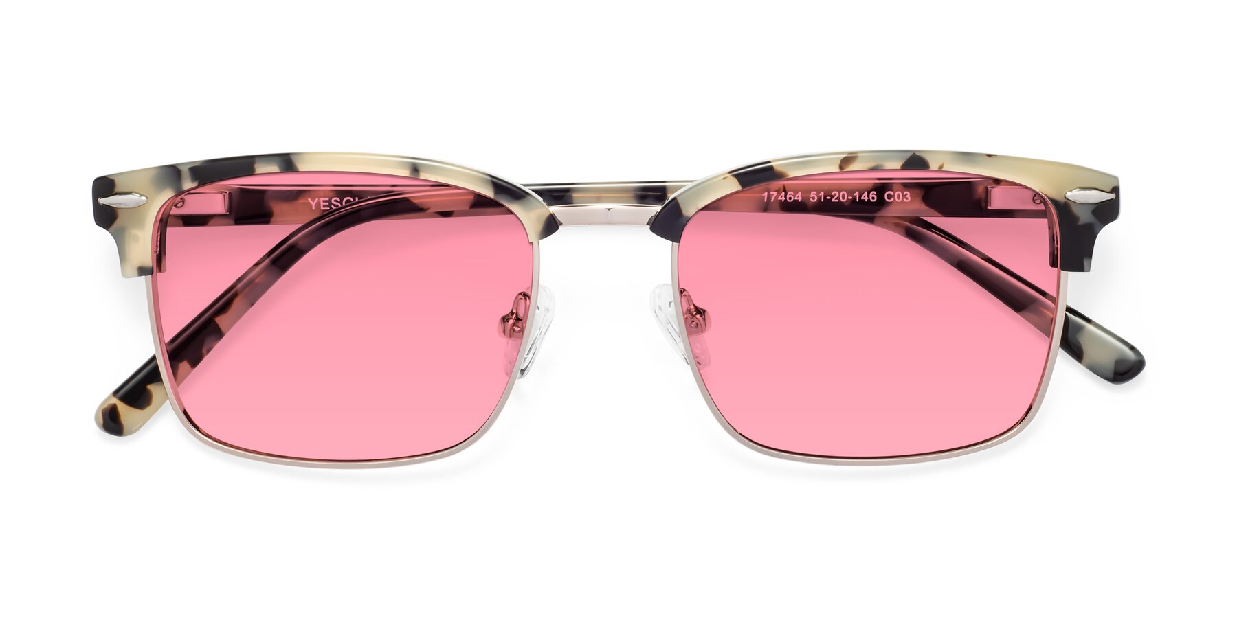 Folded Front of 17464 in Tortoise-Gold with Pink Tinted Lenses