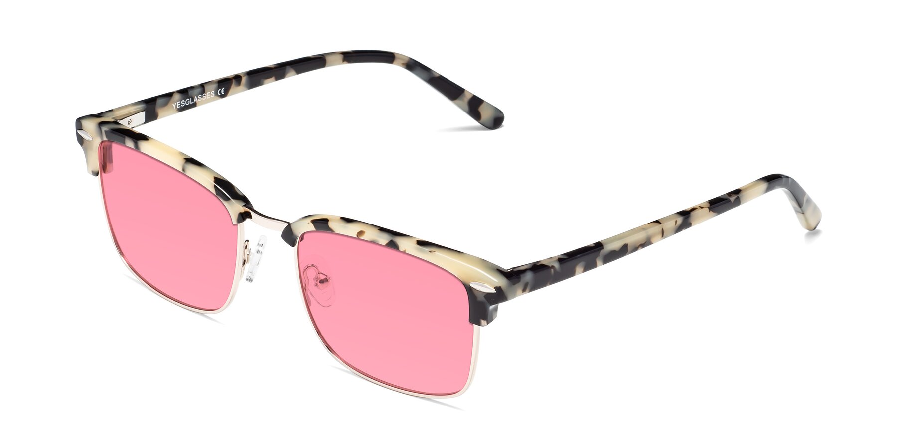 Angle of 17464 in Tortoise-Gold with Pink Tinted Lenses