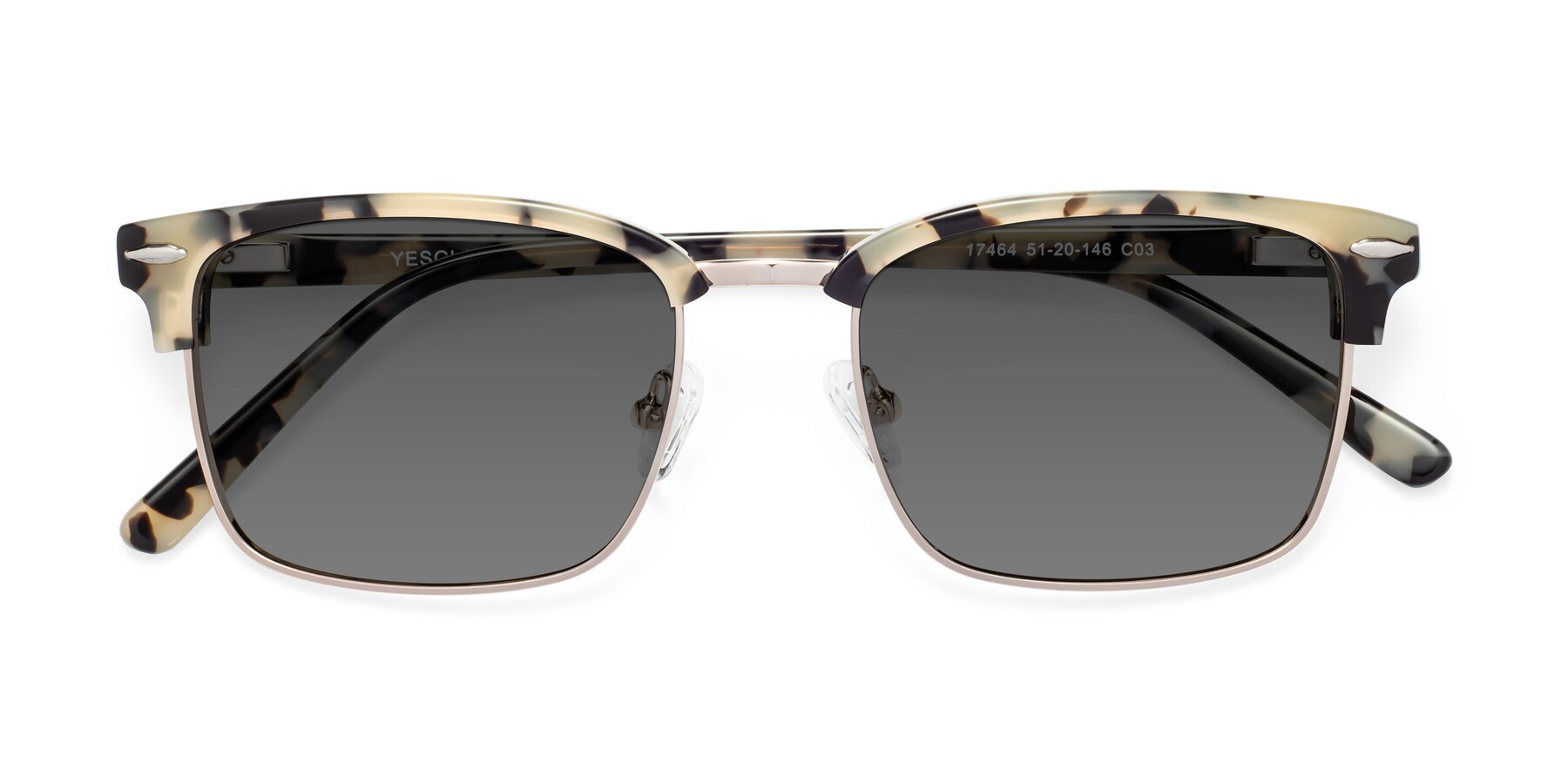 Folded Front of 17464 in Tortoise-Gold with Medium Gray Tinted Lenses
