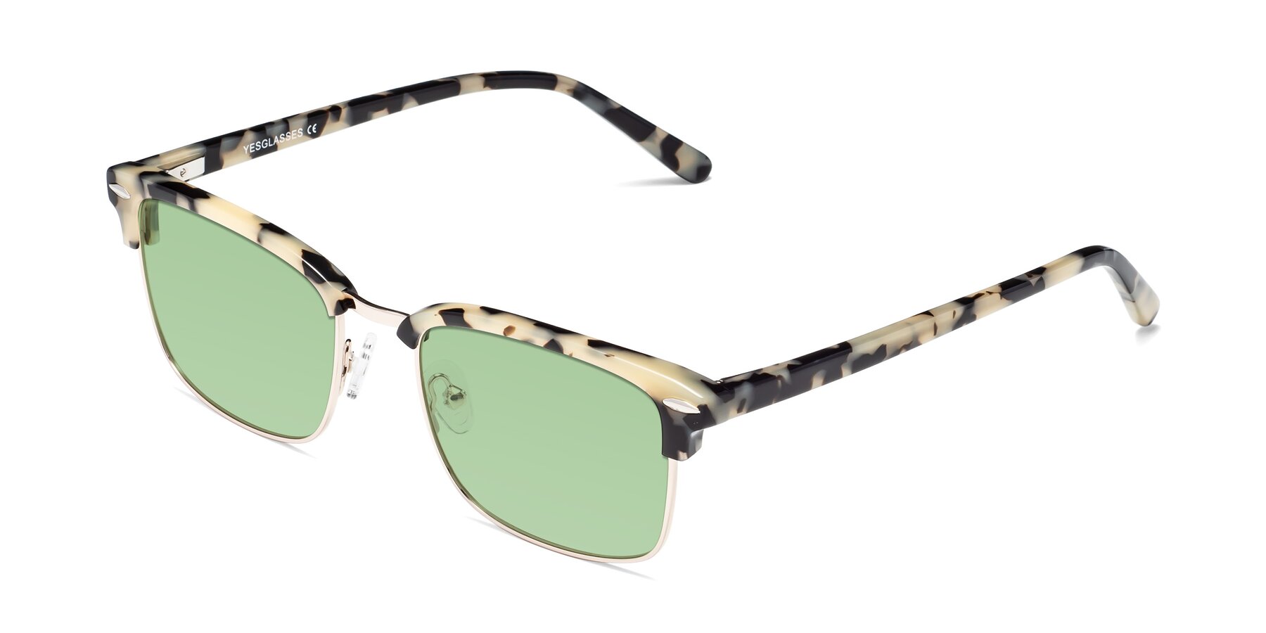 Angle of 17464 in Tortoise-Gold with Medium Green Tinted Lenses