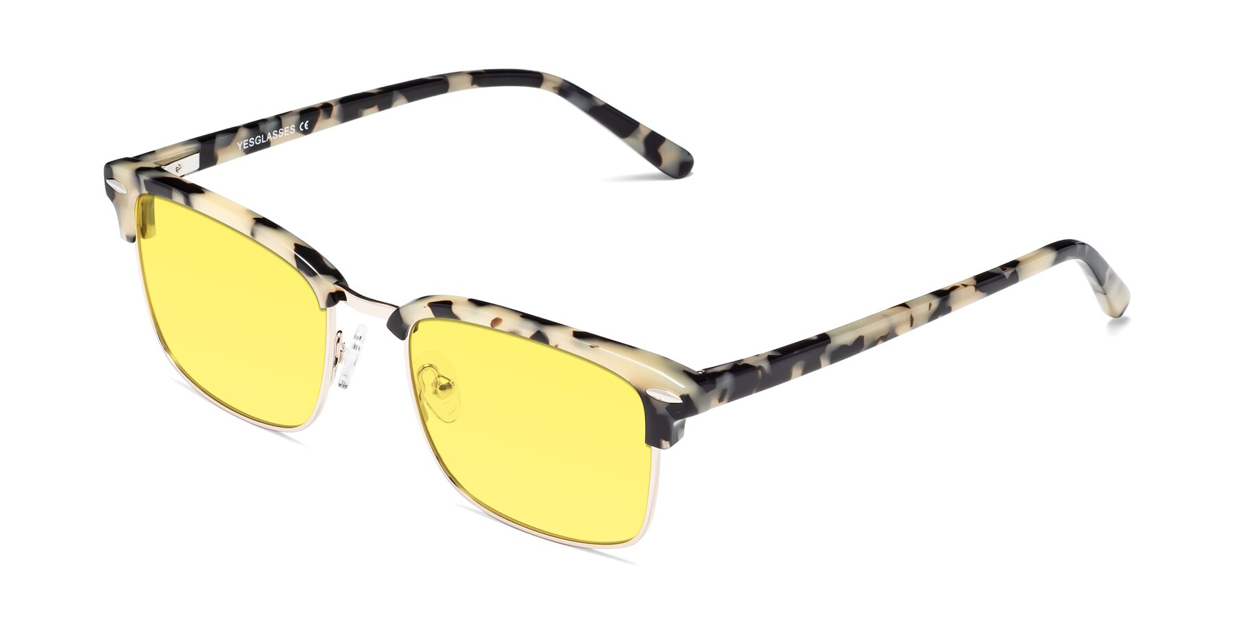 Angle of 17464 in Tortoise-Gold with Medium Yellow Tinted Lenses