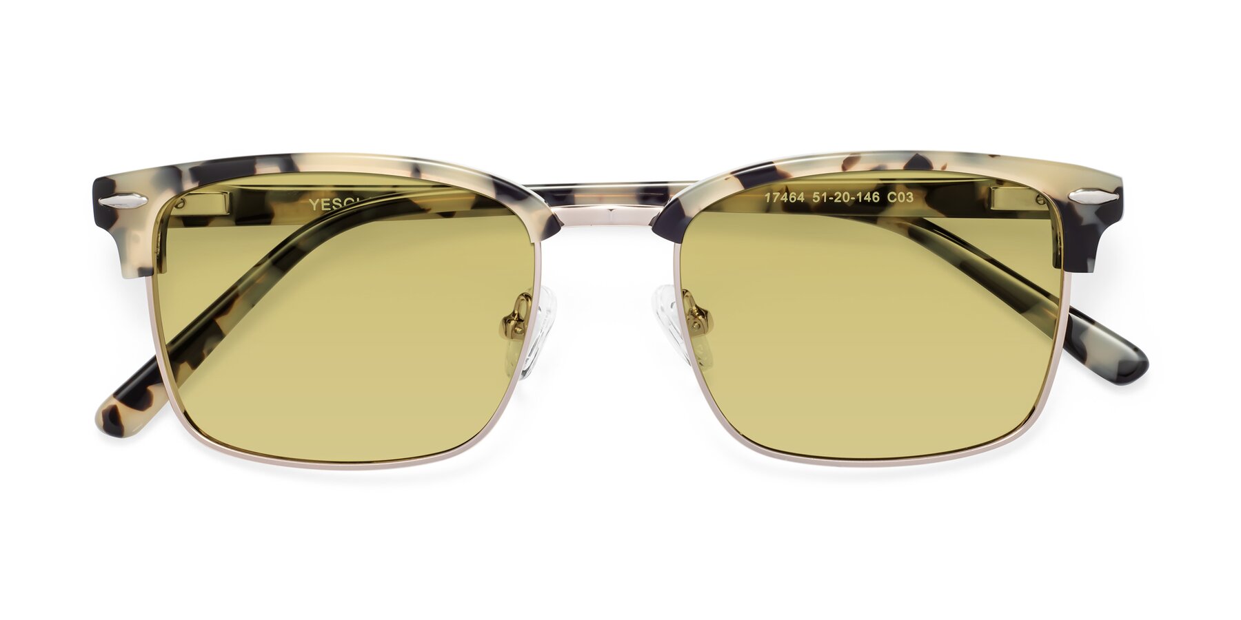 Folded Front of 17464 in Tortoise-Gold with Medium Champagne Tinted Lenses