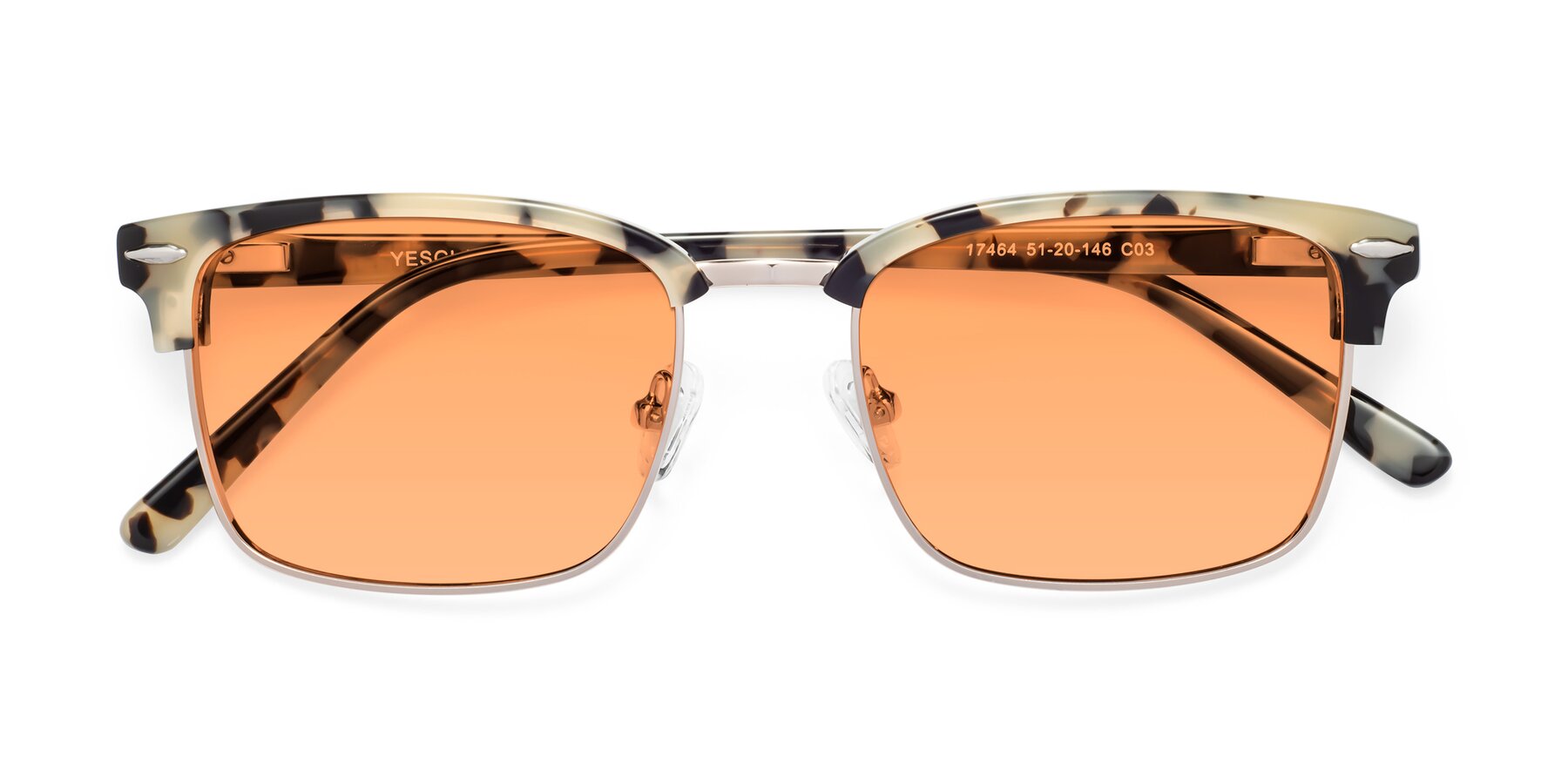 Folded Front of 17464 in Tortoise-Gold with Medium Orange Tinted Lenses