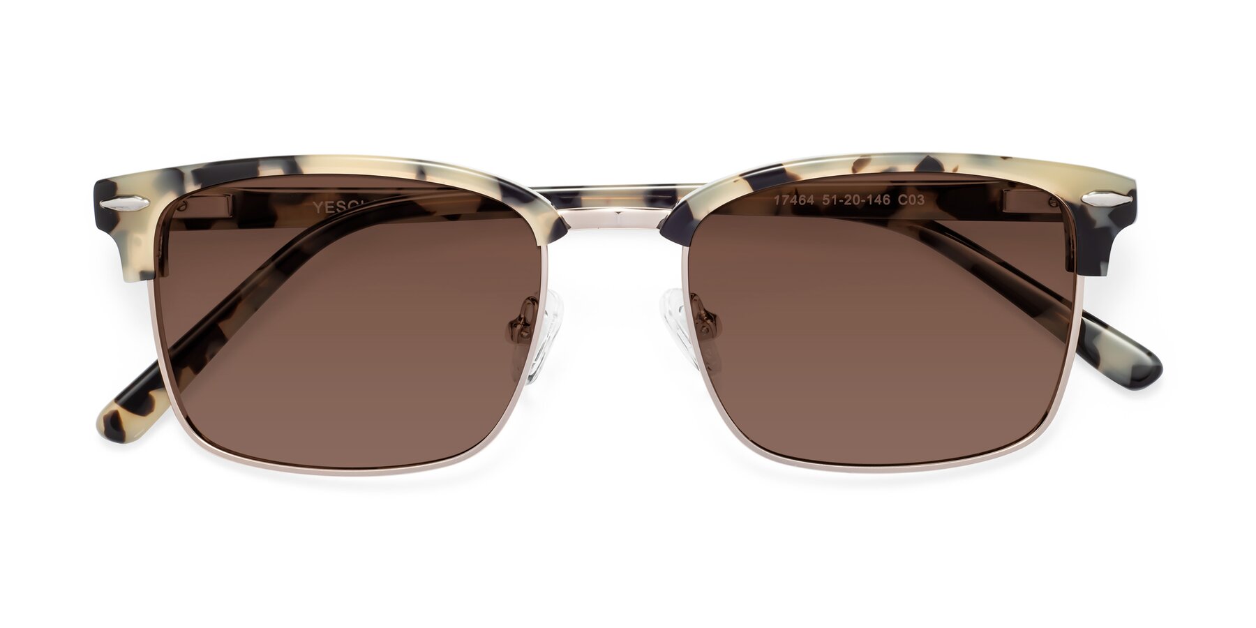 Folded Front of 17464 in Tortoise-Gold with Brown Tinted Lenses