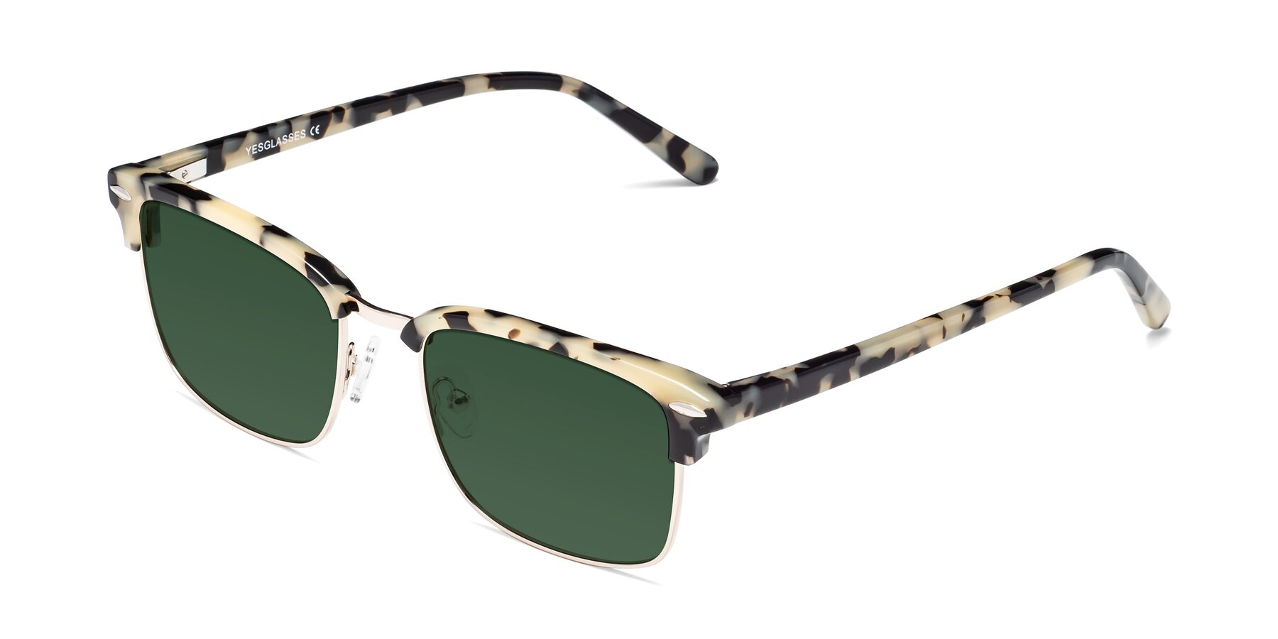 Angle of 17464 in Tortoise-Gold with Green Tinted Lenses