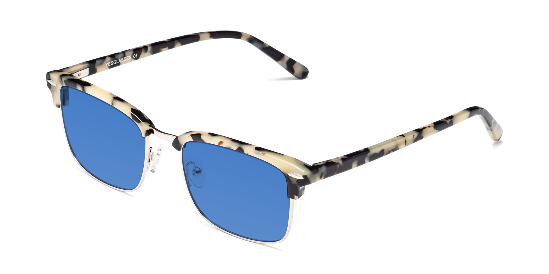 Angle of 17464 in Tortoise-Gold with Blue Tinted Lenses