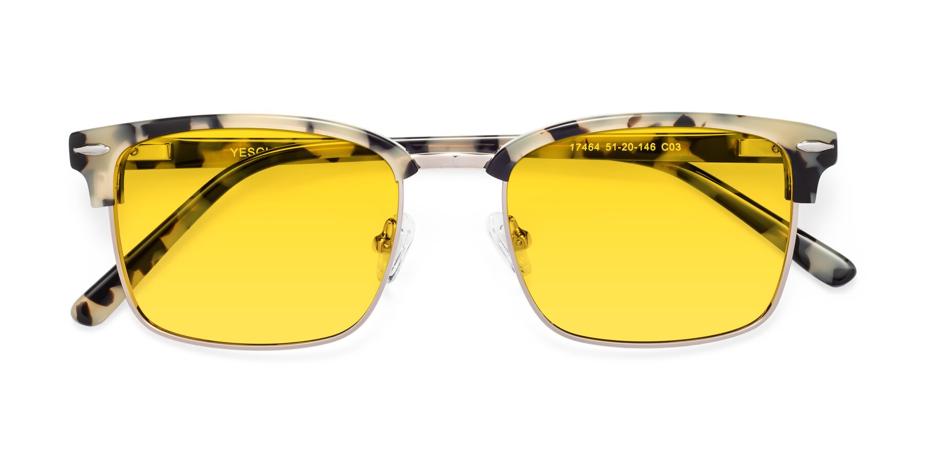 Folded Front of 17464 in Tortoise-Gold with Yellow Tinted Lenses