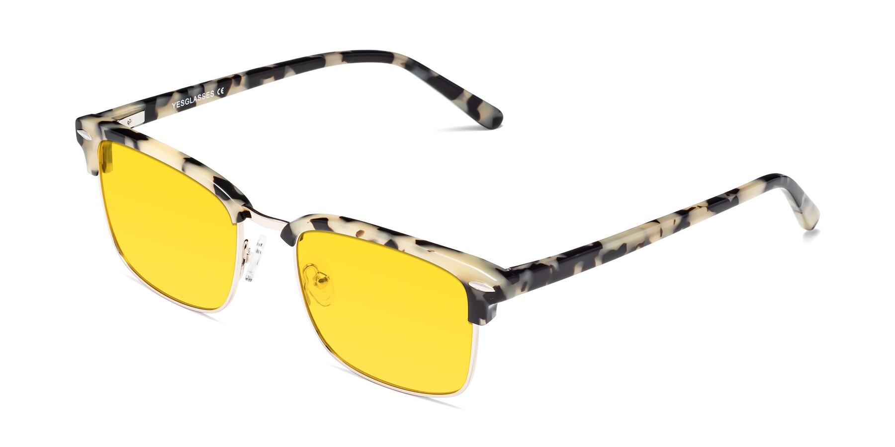 Angle of 17464 in Tortoise-Gold with Yellow Tinted Lenses