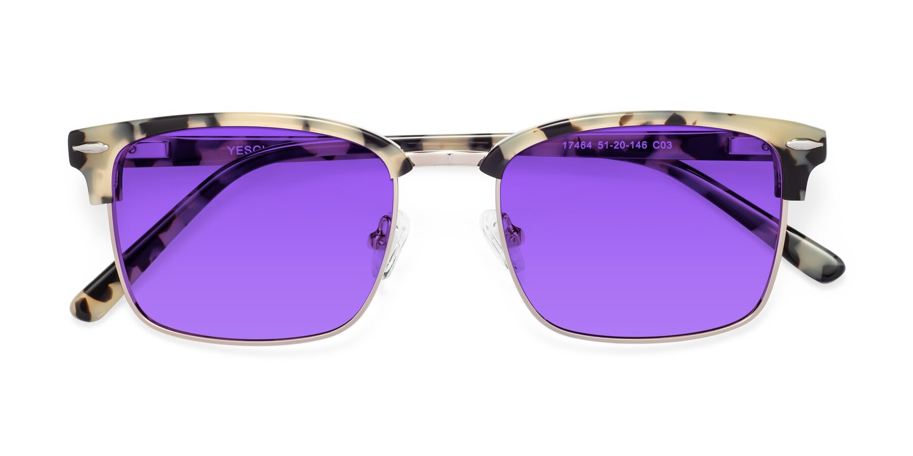 Folded Front of 17464 in Tortoise-Gold with Purple Tinted Lenses