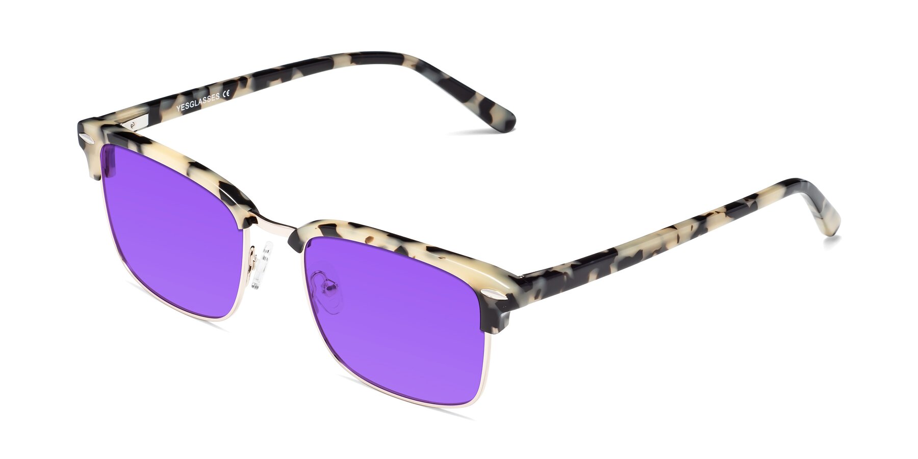 Angle of 17464 in Tortoise-Gold with Purple Tinted Lenses