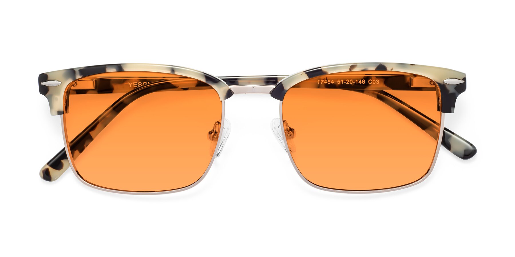 Folded Front of 17464 in Tortoise-Gold with Orange Tinted Lenses