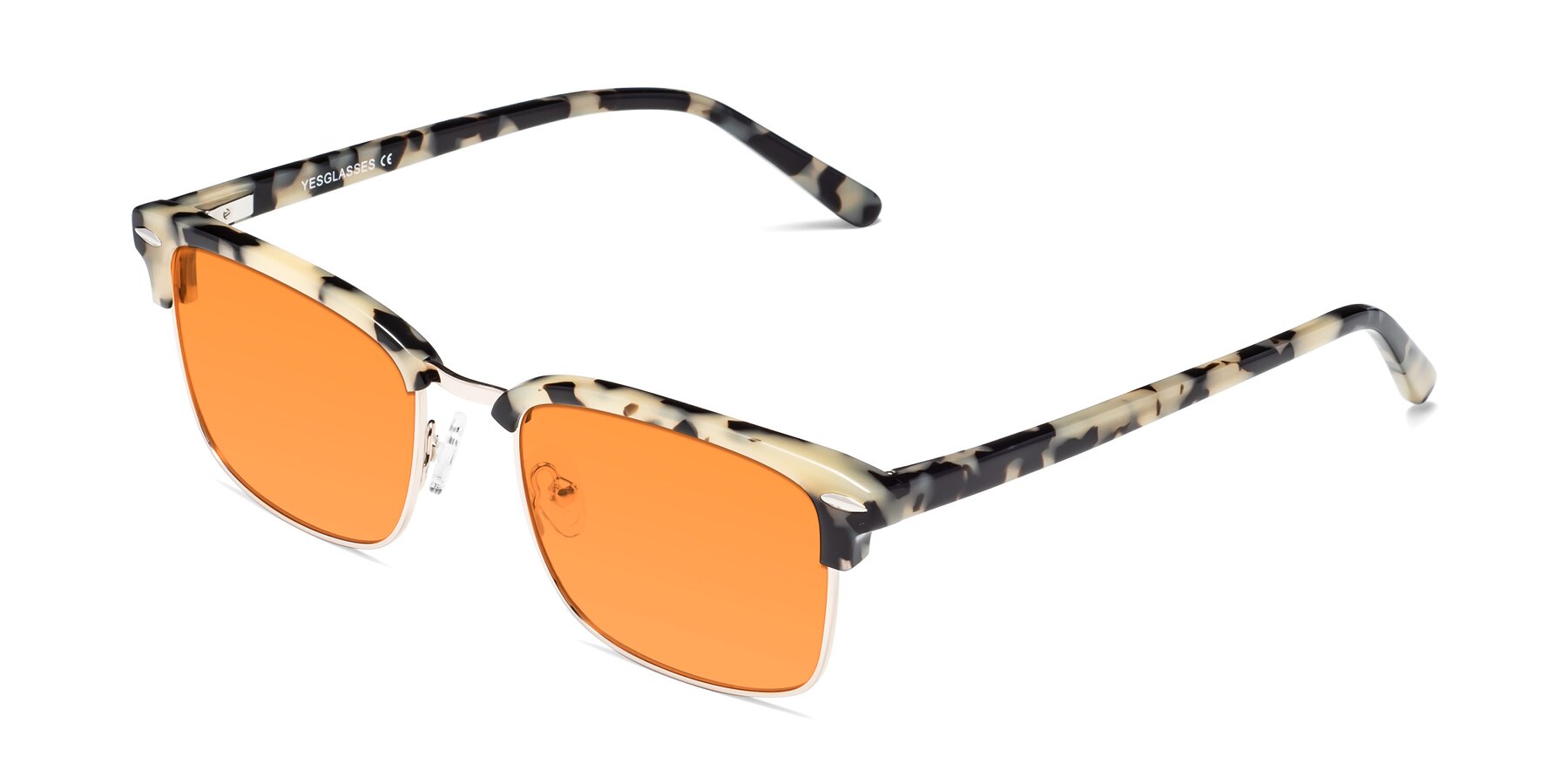 Angle of 17464 in Tortoise-Gold with Orange Tinted Lenses