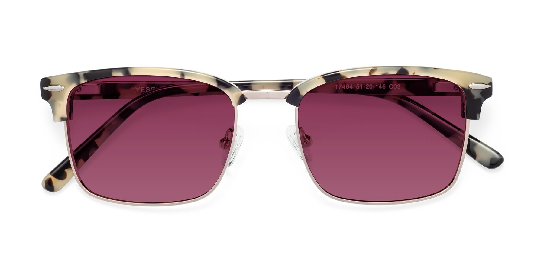 Folded Front of 17464 in Tortoise-Gold with Wine Tinted Lenses