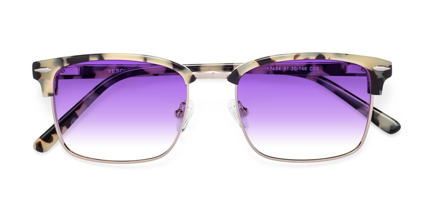 Folded Front of 17464 in Tortoise-Gold with Purple Gradient Lenses