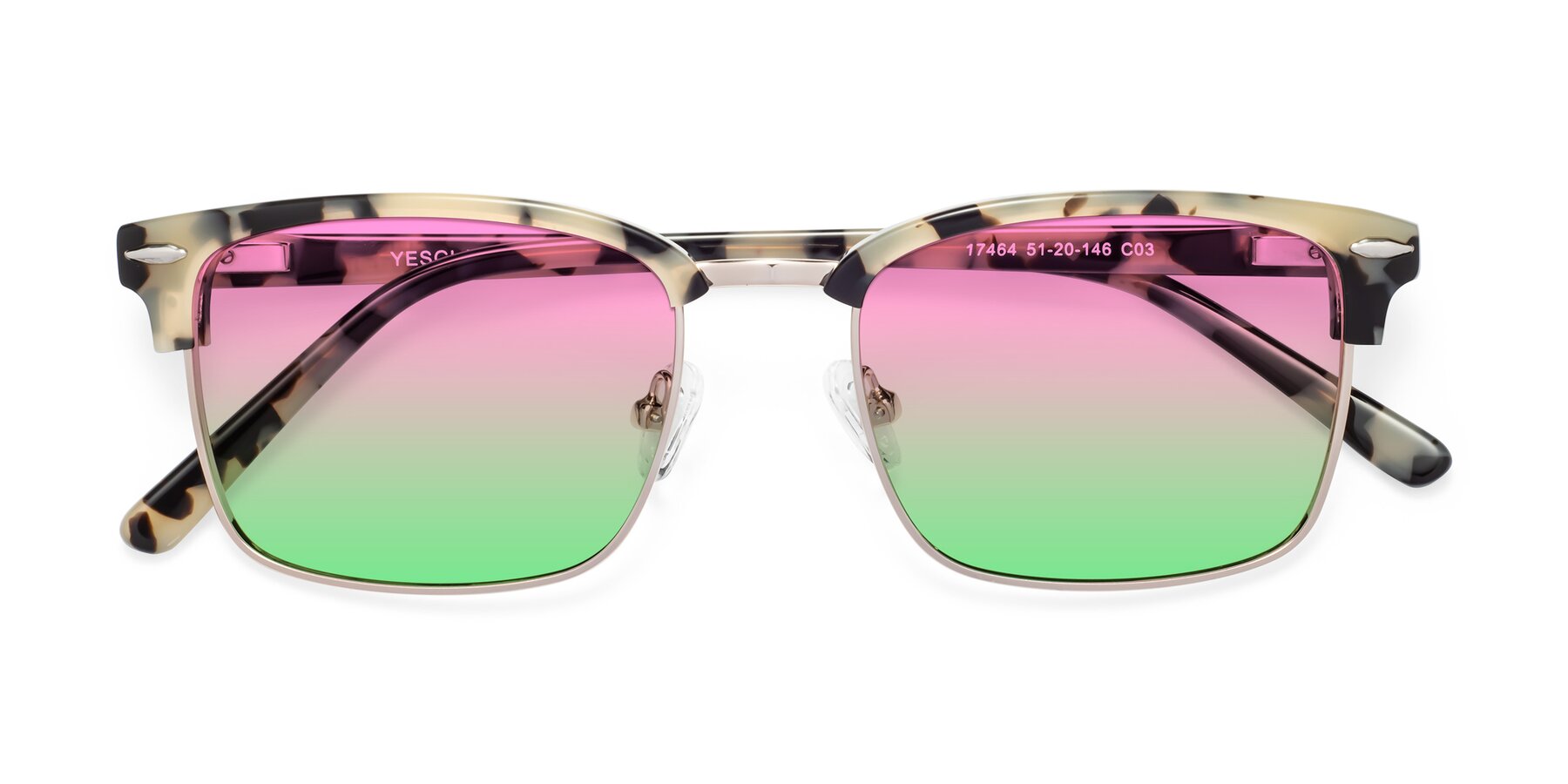 Folded Front of 17464 in Tortoise-Gold with Pink / Green Gradient Lenses