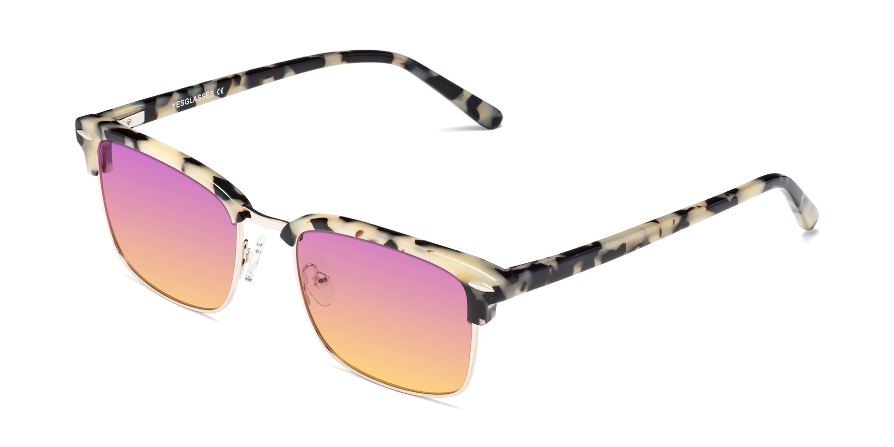 Angle of 17464 in Tortoise-Gold with Purple / Yellow Gradient Lenses