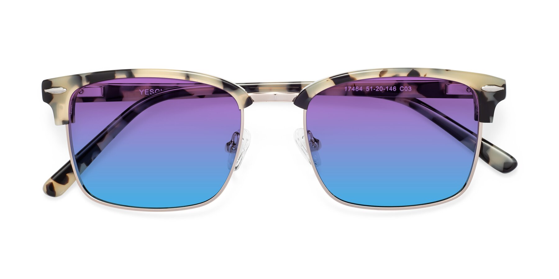 Folded Front of 17464 in Tortoise-Gold with Purple / Blue Gradient Lenses