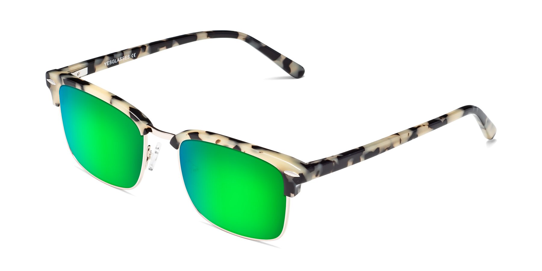 Angle of 17464 in Tortoise-Gold with Green Mirrored Lenses