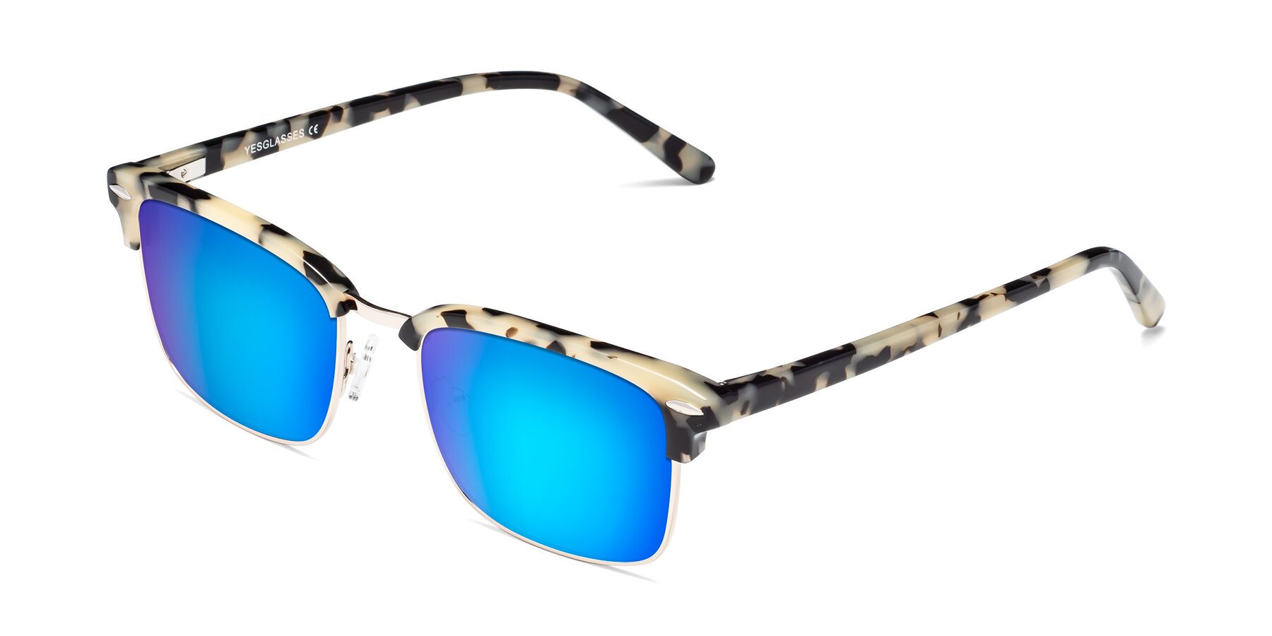 Angle of 17464 in Tortoise-Gold with Blue Mirrored Lenses