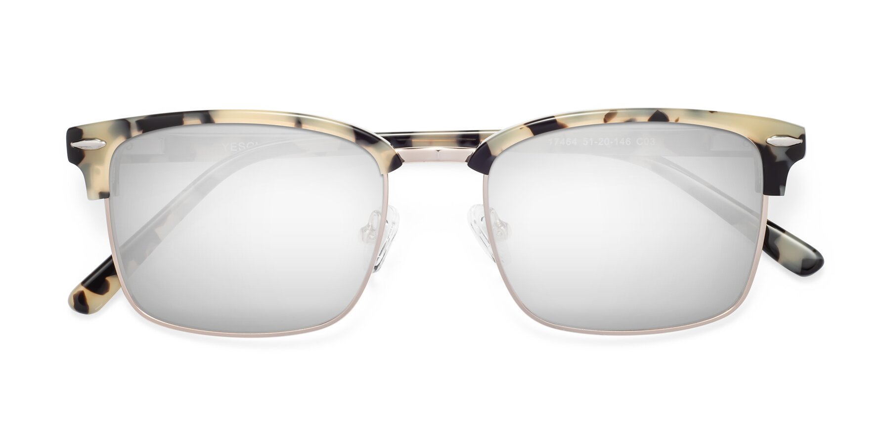 Folded Front of 17464 in Tortoise-Gold with Silver Mirrored Lenses