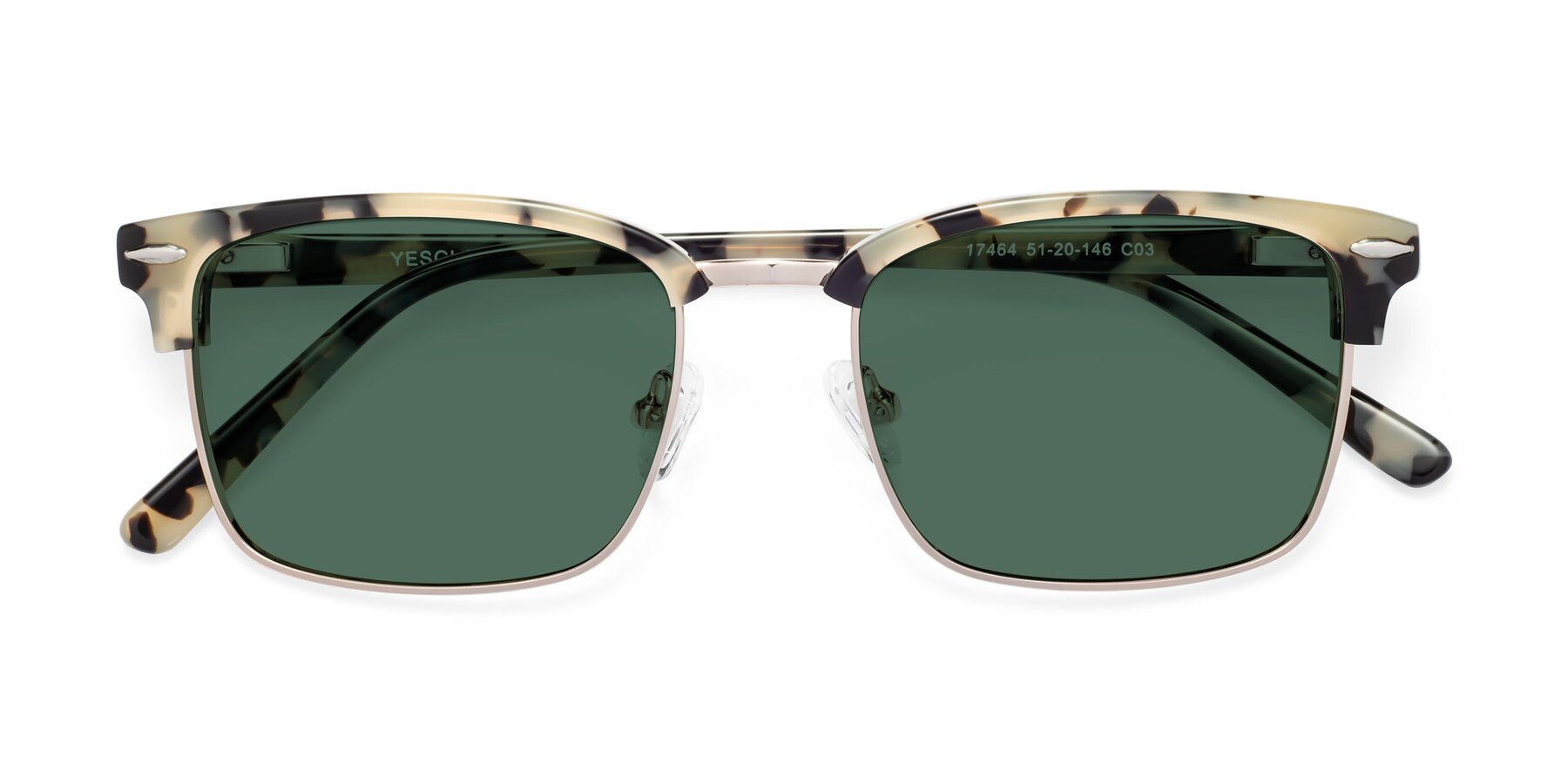 Folded Front of 17464 in Tortoise-Gold with Green Polarized Lenses