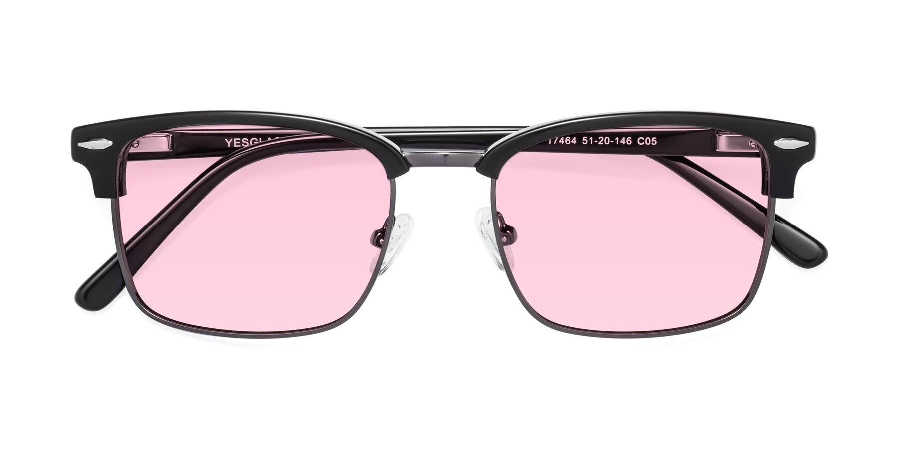 Folded Front of 17464 in Black-Gunmetal with Light Pink Tinted Lenses