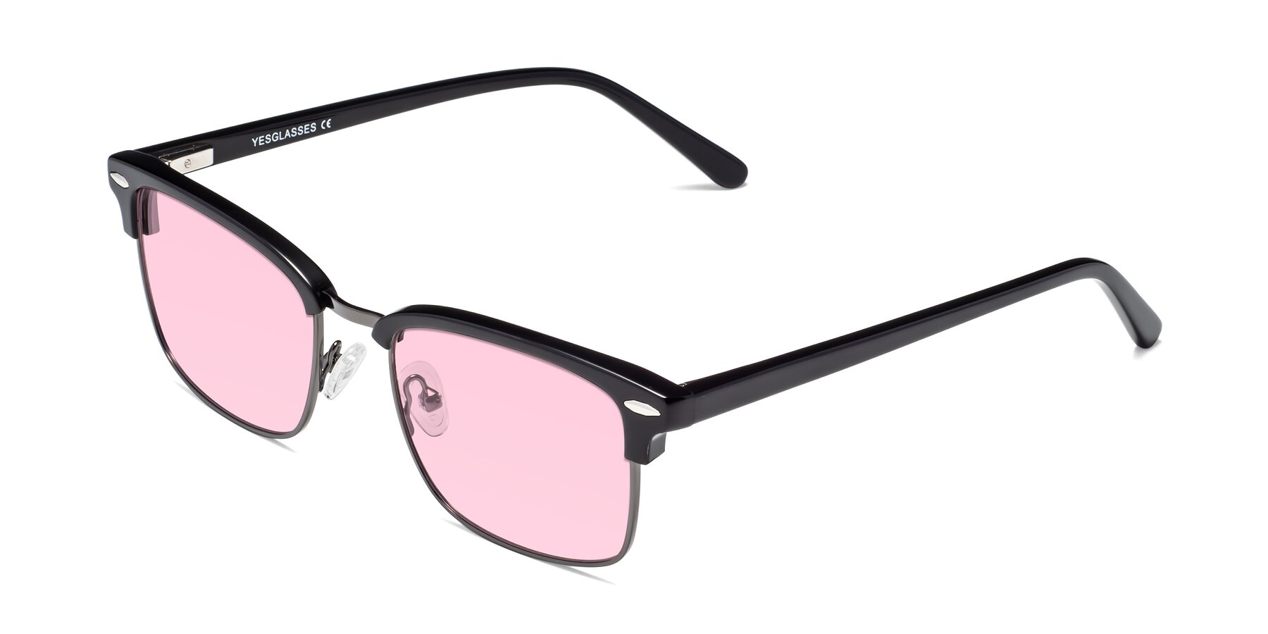 Angle of 17464 in Black-Gunmetal with Light Pink Tinted Lenses